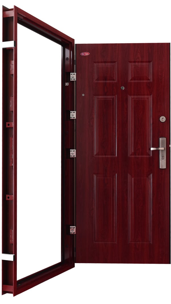 Cseresznye színű HiSec acél biztonsági bejárati ajtó » HiSec Biztonsági