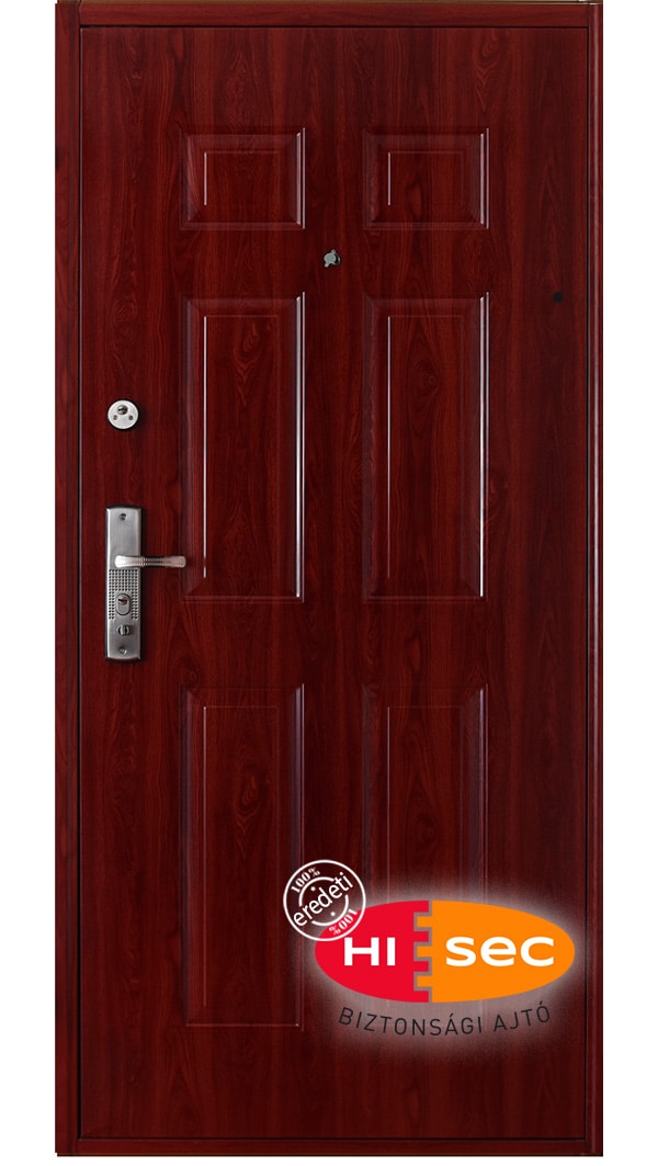 Cseresznye színű HiSec acél biztonsági bejárati ajtó » HiSec Biztonsági