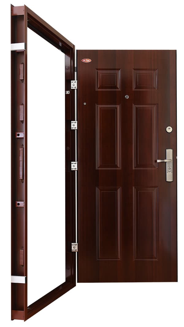 Sötétmogyoró színű HiSec acél biztonsági ajtó » HiSec Biztonsági ajtó