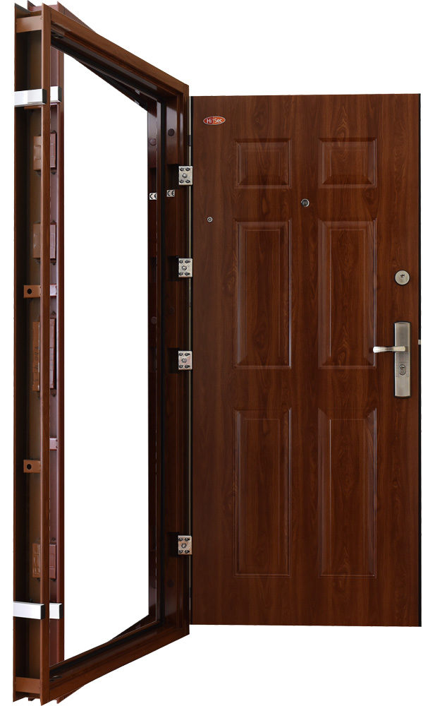 Aranytölgy színű HiSec acél biztonsági bejárati ajtó » HiSec Biztonsági