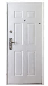 HiSec Fehér acél biztonsági ajtó: Hat kazettás, fényes felületű