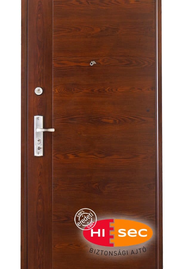Mogyoró-barna matt, modern megjelenésű HiSec acél biztonsági ajtó