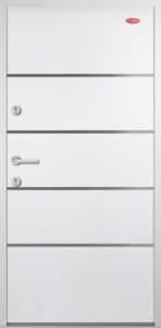 Fehér színű egyedi dekorcsíkos HiSec Prémium beltéri acél bejárati ajtó