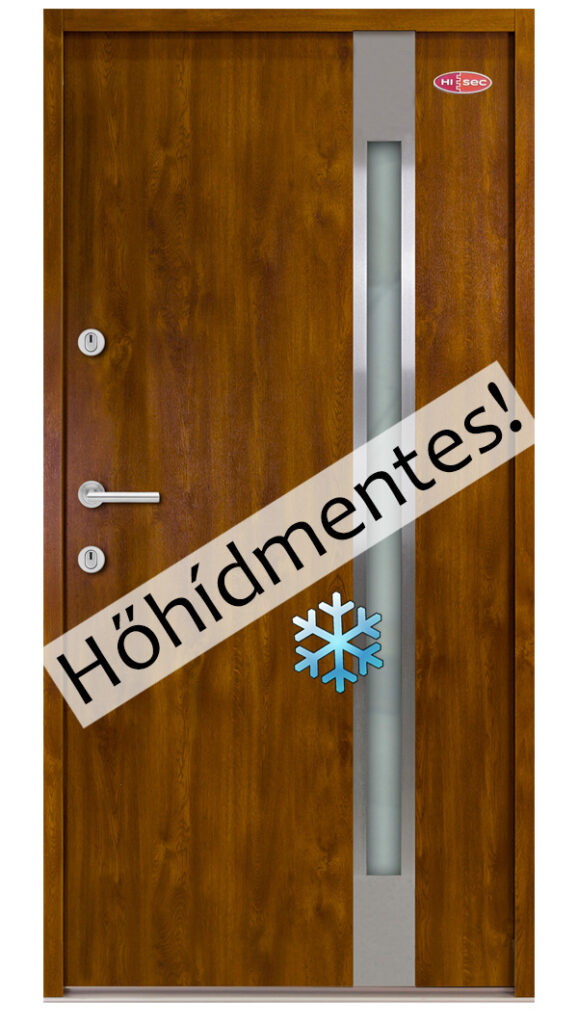 Aranytölgy üvegbetétes acél - HiSec Kültéri bejárati ajtó