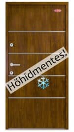 Aranytölgy kültéri acél HiSec bejárati ajtó, egyedi dekorcsíkkal